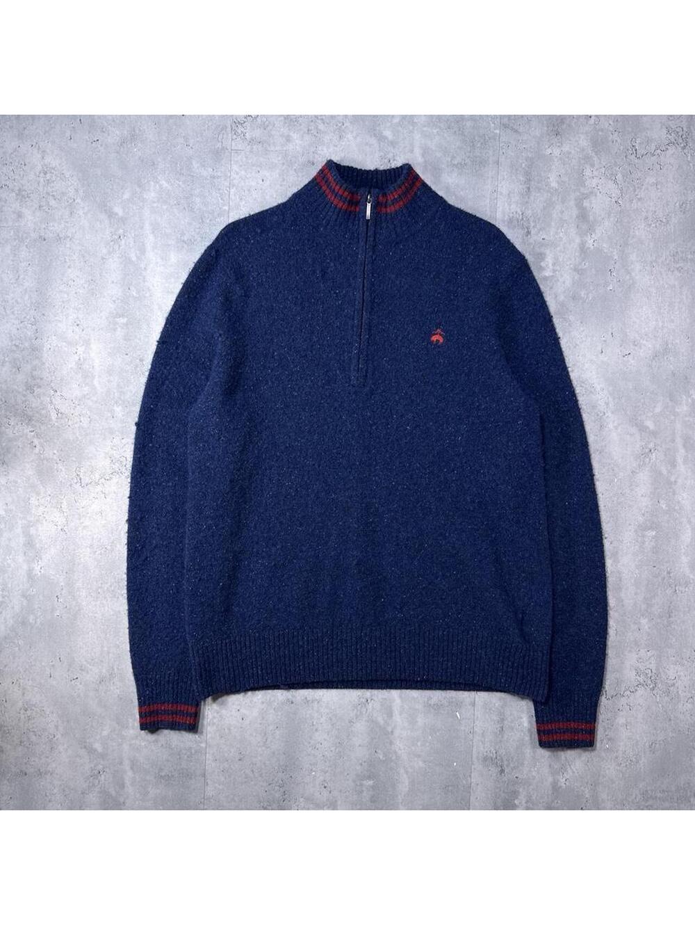 Y2K Brooks & Brothers Wool Quarter Zip Up Sweater